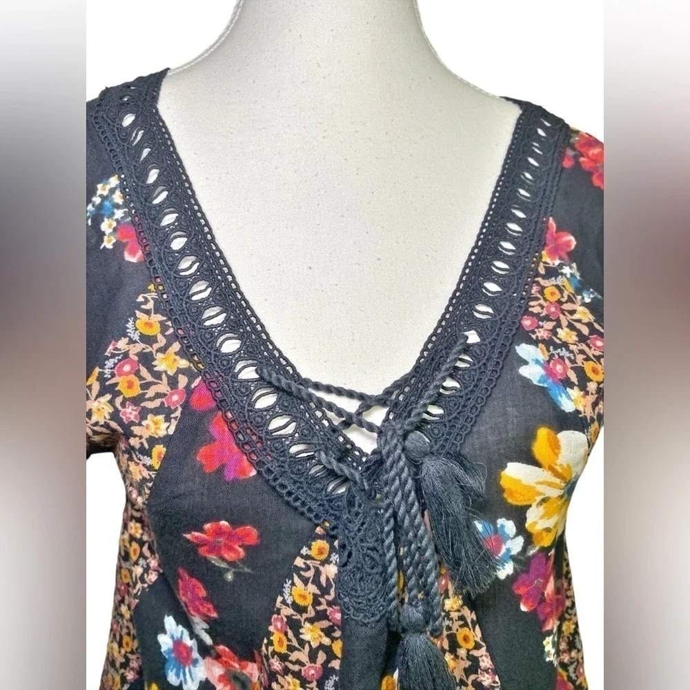 Hollister Y2K Baby Doll Patchwork Bohemian Floral Top - Picture 3 of 14